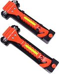 DeCho 2 PCS Car Safety Hammer Emergency Escape Tool with Seat Belt Cutter and Vehicle Window Glass Breaker with Light Reflective Tape (Red)
