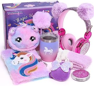 Unicornio Regalos para Niñas 6, 7, 8, 9, 10, 11, 12 Años Niño Auriculares de Cable Diario Peluche Unicornio Bolsa Espejo Calcetines Botella Juguetes de Unicornio para Niños Regalo Cumpleaños Navidad