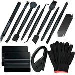 Umaki Automotive Vinyl Wraps Tools Tint Film Kit Wallpaper Tools Decal Applicator with 2 Pairs Vinyl Wrap Gloves, 4inch Felt Squeegee, Razor Safety Cutter, Edge Trimmer, Black Vinyl Knife