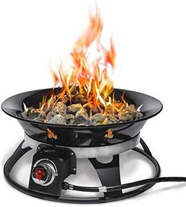 Portable 21-inch 58,000 BTU Propane Fire Pit with Cover and Carry Kit - For Camping, Patio, Backyard