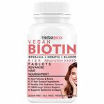 HERBAGENIX Biotin Tablets For Hair Growth With Natural Vitamins Plus Plant Extracts As Hair Supplements For Women, Men To Support Regrowth And Control Hairfall-60 Tablet (Pack 1)