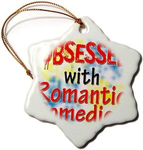 3dRose Snowflake Ornament - Obsessed with Romantic Comedies - 3-inches (ORN_241761_1)