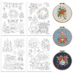 peacoblue Water Soluble Embroidery Patterns for Beginners 4 Sheets Chirstmas Home Decor with 20pcs Patterns, Wash Away Stick and Stitch Dissolvable Embroidery Paper for Hand Sewing Lovers Women Adult