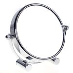 HIMRY Free Standing Small Platform Shaving/Make Up Mirror, 5 Inch 10x Magnification, Two-Sided Swivel Mirror Chrome finish Cosmetic Mirror, Stand Table Mirror, for Home and Travel, KXD3104-10x