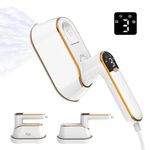 Portable Travel Steamer for Clothes with LCD Display, 4 Mode 1200W Steam Iron 2 in 1, 180° Foldable Mini Iron, Handheld Steamer for Clothes, Garment Steamer for Home, Dorm, Travel, 110V ONLY (White)