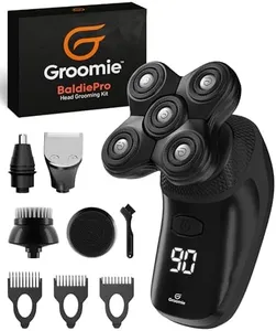 Groomie Cordless Bald Head Shavers for Men, BaldiePro Head Grooming Kit - Ergonomic & Waterproof Head Shavers for Bald Men - Electric Hair Shaver & Head Razor - Men's Rotary Shaver for Smooth Shave