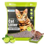 PETOSKA Activated Cat Litter- 5Kg | Lemon Fragrance | Scoopable Bentonite Clay Cat Litter | Advanced Clumping Scented Litter Sand | 99.9% Dust Free | Natural | Odour Control