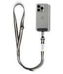 Ringke Holder Link Snap Hook Lanyard Strap [with Phone Tether Tab] for Cell Phone Case, Anti-tearing Sturdy Copper Tag with Adjustable Lanyard Crossbody Shoulder Strap - Sand Black