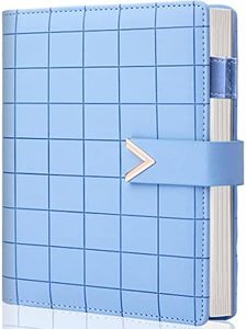 CAGIE A5 6 Ring Binder Refillable Notebook Spiral bound Leather Journal for Business Planner Personal Organizer Refillable notebooks for work, Lake Blue