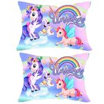 ZAVEZA - Soft Velvet Unicorn Cartoon Printed Pillow for Baby Pack of 2 (Size -12 x 18 Inches)