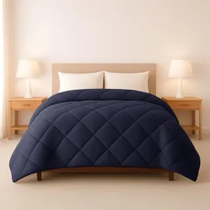 LUX Décor Lightweight Comforter King Size - Soft Breathable Down Alternative Diamond Stitched, All Season Navy Comforter with Double Stitched Piping, Oeko-TEX