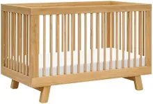 babyletto Hudson 3-in-1 Convertible Baby Crib with Wooden Toddler Bed & Daybed Conversion - Easy to Assemble & GREENGUARD Gold Certified - 4 Adjustable Mattress Heights - Honey