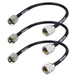 YOTENKO RG8x Coaxial Cable, 3 Pack 1ft PL259 Male Jumper, CB Coax Cable UHF Connector Low Loss 50 Ohm for CB HAM Radio Extension