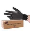 LANON Safety Work Gloves for Men and Women, 18 Pairs Mechanic Black Working Gloves with Grip Odorless PU Coated, Seamless Knit, Full Fingertip Touchscreen for Light Duty Working Gloves,Large