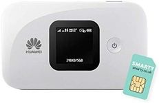 Huawei E5577, CAT 4, 4G Low Cost, Super-Fast Portable Mobile Wi-Fi Hotspot, with FREE SMARTY SIM Card, Unlocked to any Network- White