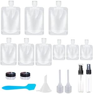 17 Pack Travel Pouches for Toiletries,TSA Approved,Travel Size Portable Containers,Stand Up Pouch,Refillable Travel Accessories for Shampoo Conditioner Lotion Soap Liquids (A-17cs)