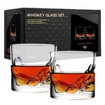 LIITON Grand Canyon Whiskey Glasses Set of 2, Freezable Old Fashioned Glass Chills Cocktails, Bourbon, Scotch with 1lb of Frozen Crystal, Gifts for Men on Fathers Day, Christmas, Birthday