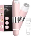 Bikini Trimmer Women 2-in-1 Facial Hair Remover for Women,USB-C Razors Woman,Dual Head Shaver Women with Smart Light for Intimate,Lady Shavers for Woman Pubic Hair for Lip Underarm Body,Travel Lock