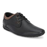 egoss Comforts Premium Genuine Leather Lace-Up Casual Shoes for Men (Black-8)-197011