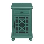 Martin Svensson Home Elegant Chairside End Table with Power, Antique Teal-Green