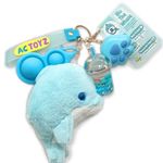 AC TOYZ Comfort Keychain® Blu The Whale - Sensory Keychain, Fidget Toy, Plushie, Squashy, Torch Clicker, Boba Tea