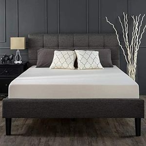 Zinus Classic Upholstered Geometric Square Stitched Headboard Fabric Queen Bed Frame Mattress Support Foundation - Wooden Slats Wood - Dark Grey