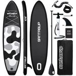 Santasup Inflatable Paddle Board, Black White Stand Up Paddle Boards for Adults, Sup Board for Fishing, Wide Stance for All Levels, Sup Accessories with Double Action Pump