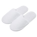 AhfuLife 10 Pairs of Hotel Slippers, Non-Disposable Two Size Combo Spa Slippers, Washable White Slipper for Spa, Party Guest and Travel Unisex (Closed-Toe)
