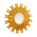 Creative Co-op Round Sunburst Wall Mirror With Gold Finish