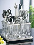 Godinger METAL AND GLASS FLATWARE CADDY