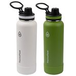 Thermoflask ThermoFlask 24-Ounce Double Wall Vacuum Insulated Stainless Steel Water Bottles 2-Piece (White/Lime Green)