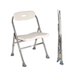 Elderly Assis One-Piece Shower Chair Premium Series Shower Chair with Back Adjustable Bath Chair for Seniors Disabled Injured Pregnant Woman White Supports Up to 330 Lbs