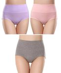 PLUMBURY Women's Cotton High Waist Full Coverage Panty, Size M-XXL (Pack of 3 Panty)