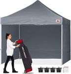 ABCCANOPY Pop Up Gazebo With Side Panels and Door Wall Commercial Shelters Instant Shade And Block Rain, Bonus Upgraded Roller Bag, 4 Weight Bags, Stakes and Ropes(2.5x2.5M,Grey)