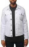 X RAY Mens Denim Jacket, Washed Ripped Distressed Flex Stretch Casual Trucker Biker Jeans Jacket for Men, White - Ripped, Large