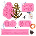 Muyulin Anchor Chocolate Silicone Molds, 5 Packs Rudder Rope Fondant Molds for Seatheme Cake Decoration, Cupcake Toppers, Resin, Candy, Polymer Clay, Gum Paste,Sugar Craft