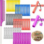 WILLBOND 60 Pieces Hair Perm Rods Set Plastic Perming Rods Cold Wave Rods Hair Curling Rollers with Tail Comb Steel Pintail Hair Comb for Hairdressing Hair Styling (Soft Color,Multi Sizes)