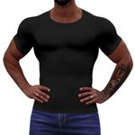 Gleefeat Mens Shapewear Body Shaper Slimming Mens Compression Shirt Tummy Control Undershirt Gynecomastia Abs Abdomen Tops