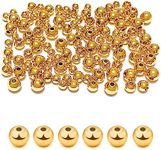 MAPOIEU 260pcs 18K Gold Filled Spacer Round Beads,Seamless Smooth Metal Round Beads,Gold Filled Solid Brass Beads for DIY Bracelet Necklace Earring Jewelry Making (3MM)