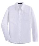 Spring&Gege Boys' Long Sleeve Solid Formal Uniform Cotton Twill Dress Shirts, White, 9-10 Years