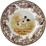 Spode Woodland Salad Plate, Flat Coated Pointer, 8” | Hunting Dogs Collection | Made in England | Ideal Hunting Cabin Décor | Microwave and Dishwasher Safe