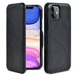 PULOKA iPhone 11 Pu Leather Flip Back Cover Leather Wallet Case with Card Slot & Kickstand Function – Black