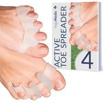 YogaMedic® Toe Separator for Overlapping Toes 4Pcs Improved Silicone, 0% BPA, One-Size - Bunion Corrector Toe Straightener to Relax, Spread and Stretch- Bunion Support for Women & Men - Toe Spreader