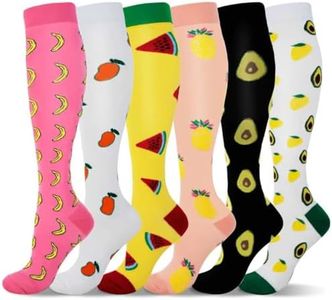 LEOSTEP 6 Pairs Compression Socks for Men & Women, Everyday Support for Travel, Work & Active Lifestyle, Comfortable Breathable Stockings Hiking Travel & Flight Socks
