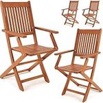 4x Wooden Foldable Garden Dining Chairs FSC®-Certified Acacia Wood Furniture Folding Dining Chair Set Sydney Weather Resistant Robust High-Back Stable Outdoor Seat