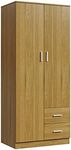 Wooden 2 Door 2 Drawer Wardrobe wit