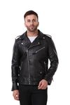 Leather Retail® Full Sleeve Belt Solid Jacket for Men's Biker Style - S