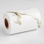 Wallercity White/Gold Marble Border Contact Paper for Glass Window Door Wall Decor Peel and Stick Wallpaper Borders for Kitchen Bathroom Mirror Frame Trim 3.94''x197'' Vinyl Marble Border Stickers