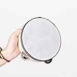 Javik Tambourine for Kids 6 Inch Hand Held Small Tambourines Drum with Metal Jingles Bell Percussion Musical Instrument for Party Games Music Education