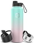 IRON °FLASK Sports Water Bottle - 1180 ml, 3 Lids (Spout Lid), Vacuum Insulated Stainless Steel, Double Walled, Thermo Mug, Metal Canteen (Bubble Gum)